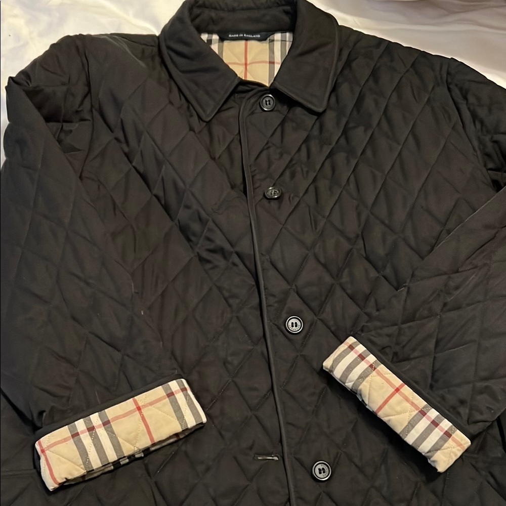 Burberry Black Quilted Jacket with Check Lining